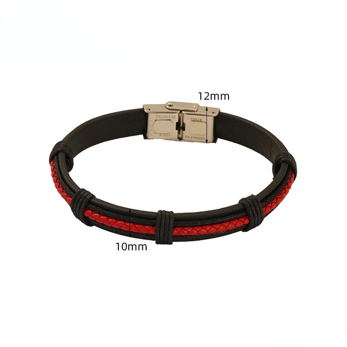 1 Stück Klassische Serie Modernes geflochtenes Leder Edelstahl Herrenmode Armband 